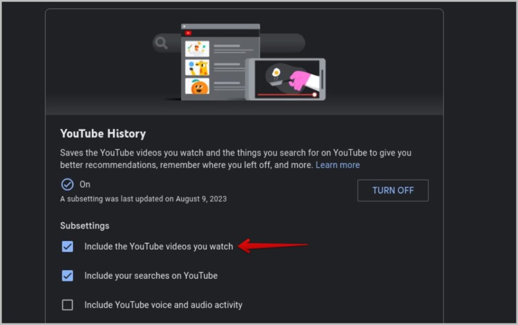 Historial de relojes de YouTube en el escritorio