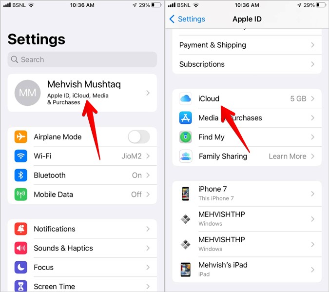 Contactos Configuración de iCloud iPhone