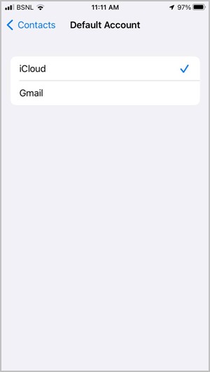 Contactos de iPhone predeterminado Gmail