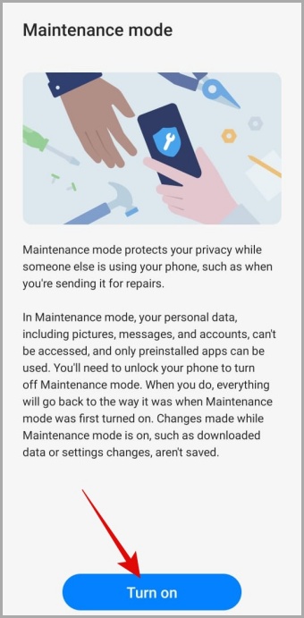 Habilitar el modo de mantenimiento en el teléfono Samsung Galaxy