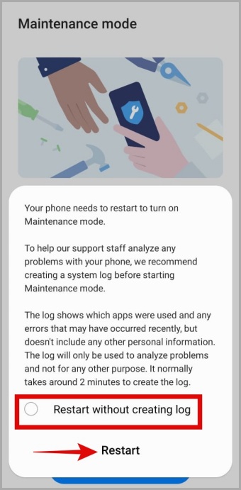 Reiniciar en el modo de mantenimiento en el teléfono Samsung
