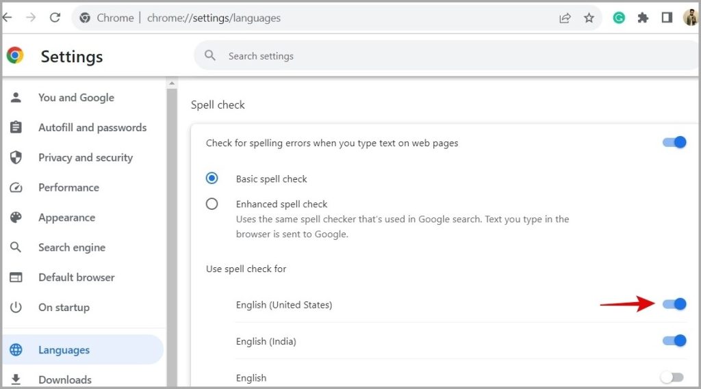 Habilitar el lenguaje del corrector ortográfico en Google Chrome para escritorio