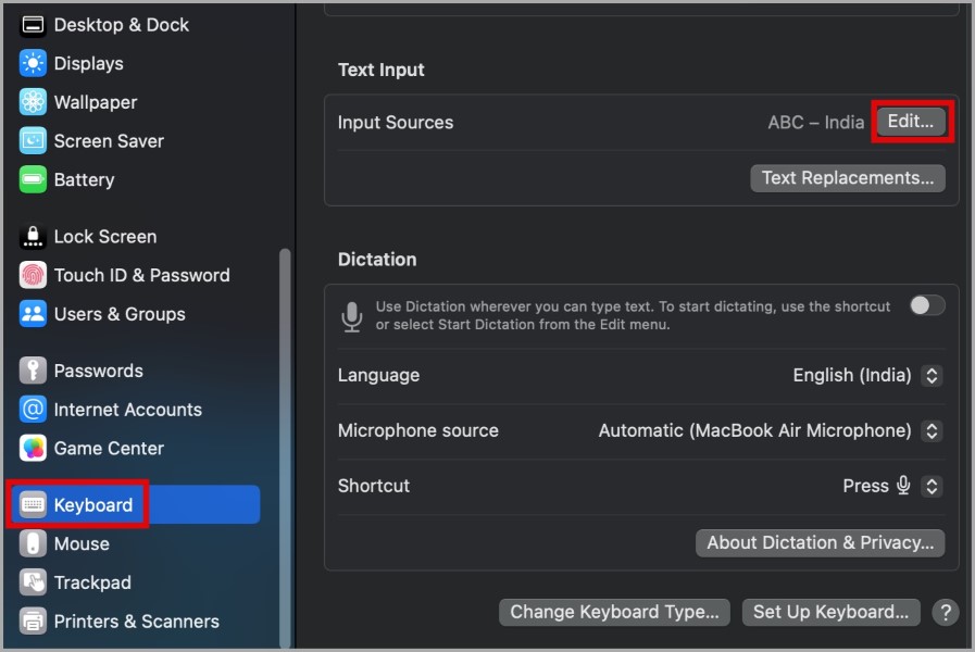 Configuración del teclado en Mac