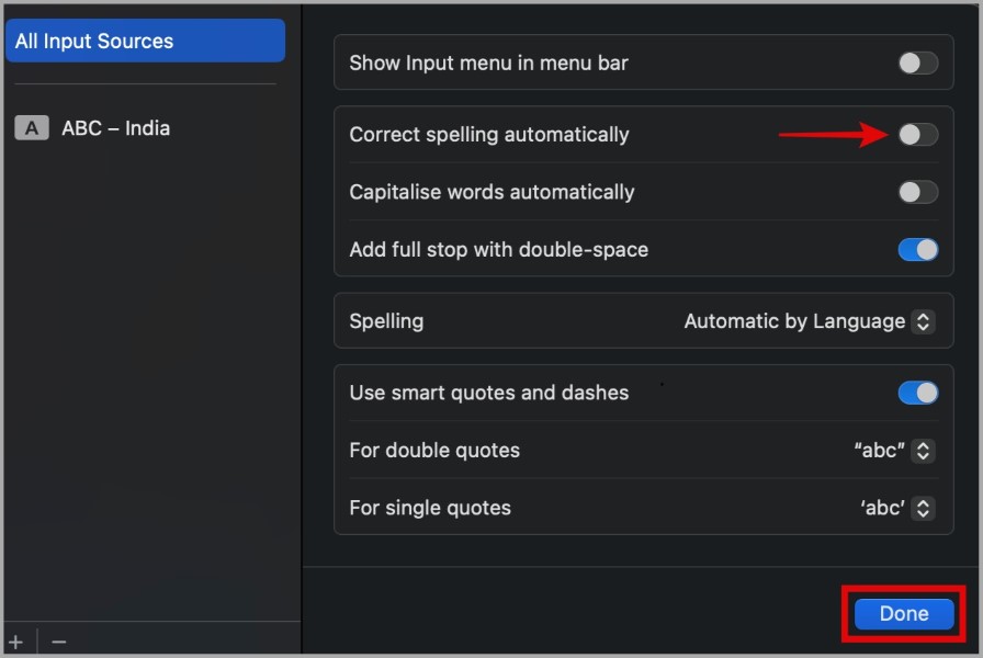 Desactivar el corrector ortográfico en Mac