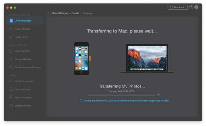 Transferir datos de iPhone a Mac
