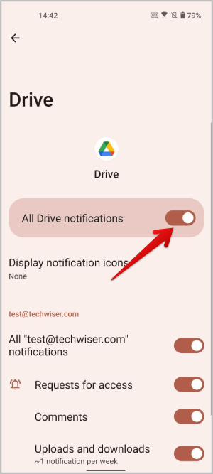 Desactivar las notificaciones de la página de información de la aplicación Android