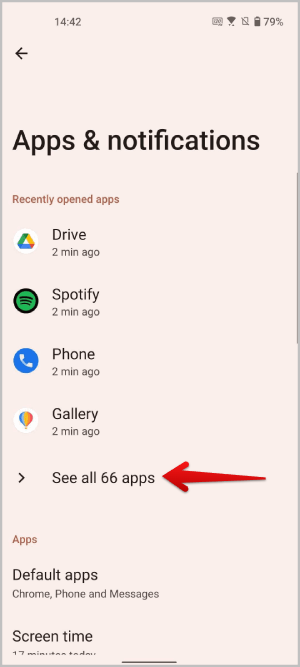 Consulte todas las aplicaciones de la opción en la configuración de Android