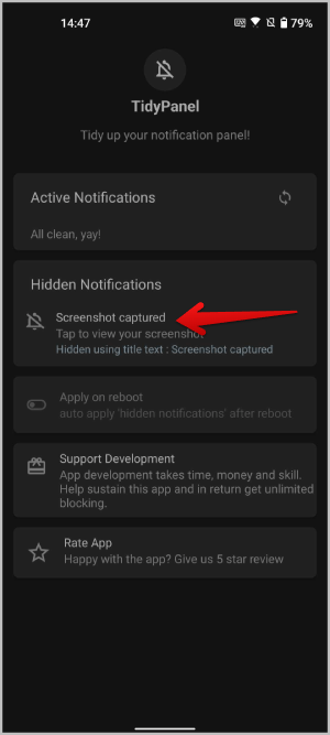 Notificaciones ocultas