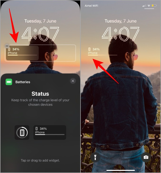 Pantalla de iPhone Widget de batería del teléfono