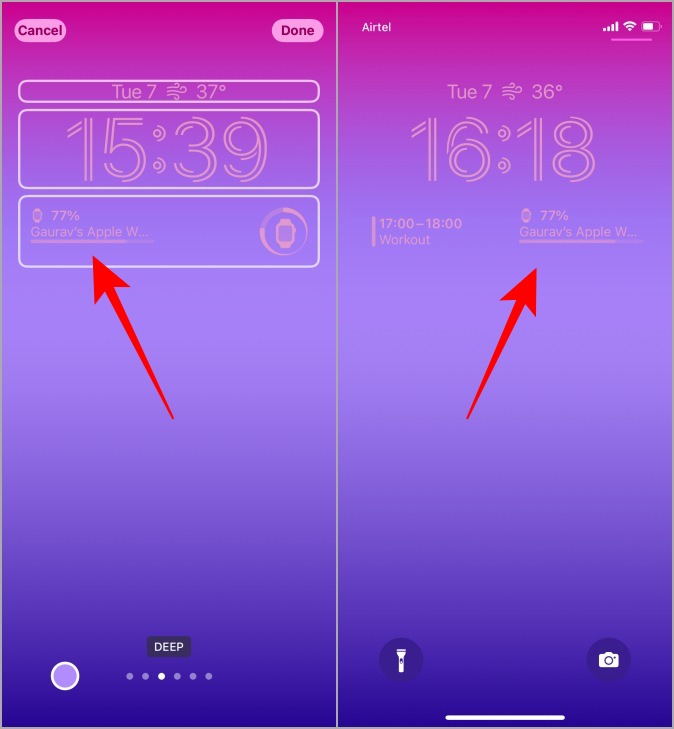 Pantalla de bloqueo de iPhone Reloj Widget de batería