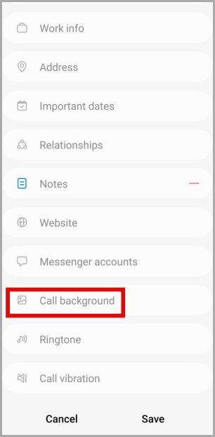 Llame a los antecedentes para contactar en el teléfono Samsung