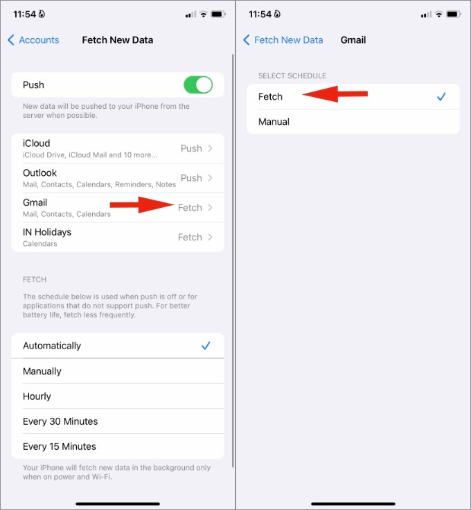 Obtener nuevos datos en la configuración del calendario de iOS