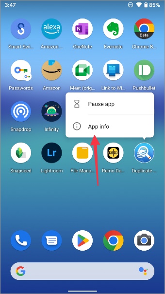 Abrir información de la aplicación
