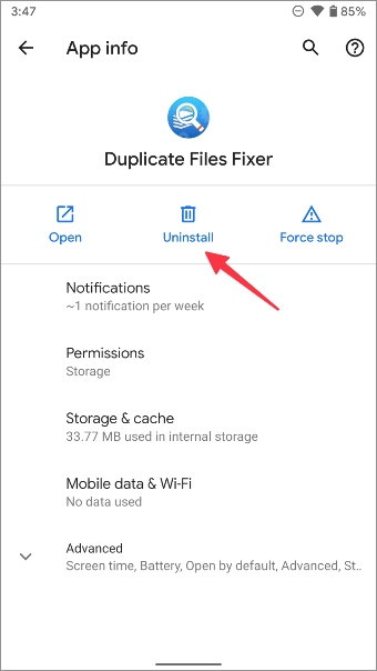 desinstalar la aplicación