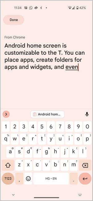 Texto de edición de Android 13