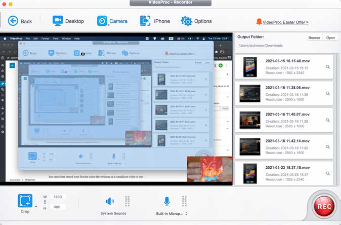 Registre las imágenes de la cámara web como comentario en VideoProc