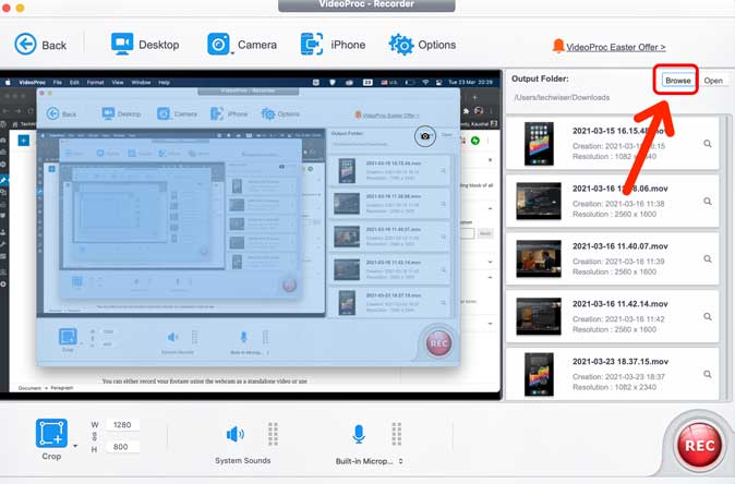 Examinar archivos guardados en la revisión de la grabadora de pantalla Mac- VideoProc