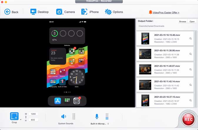 Grabe la pantalla de iPhone con VideoProc