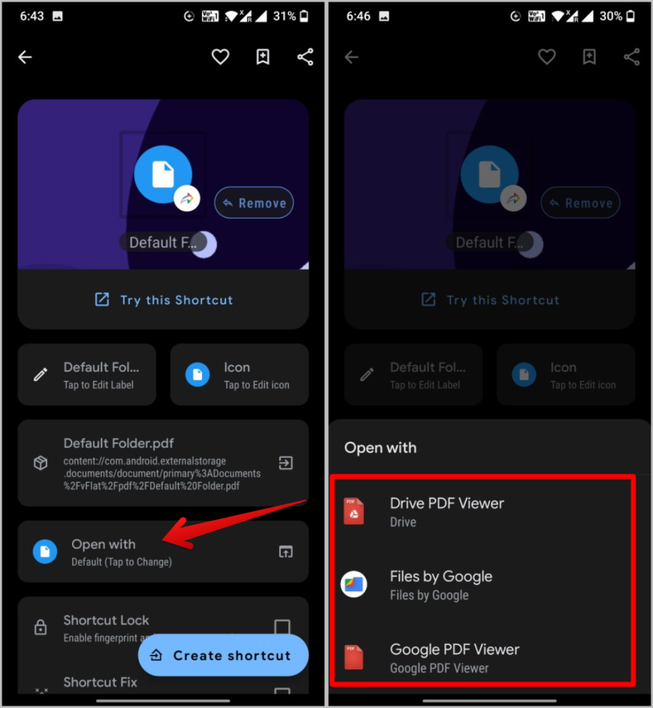 Abrir con configuración