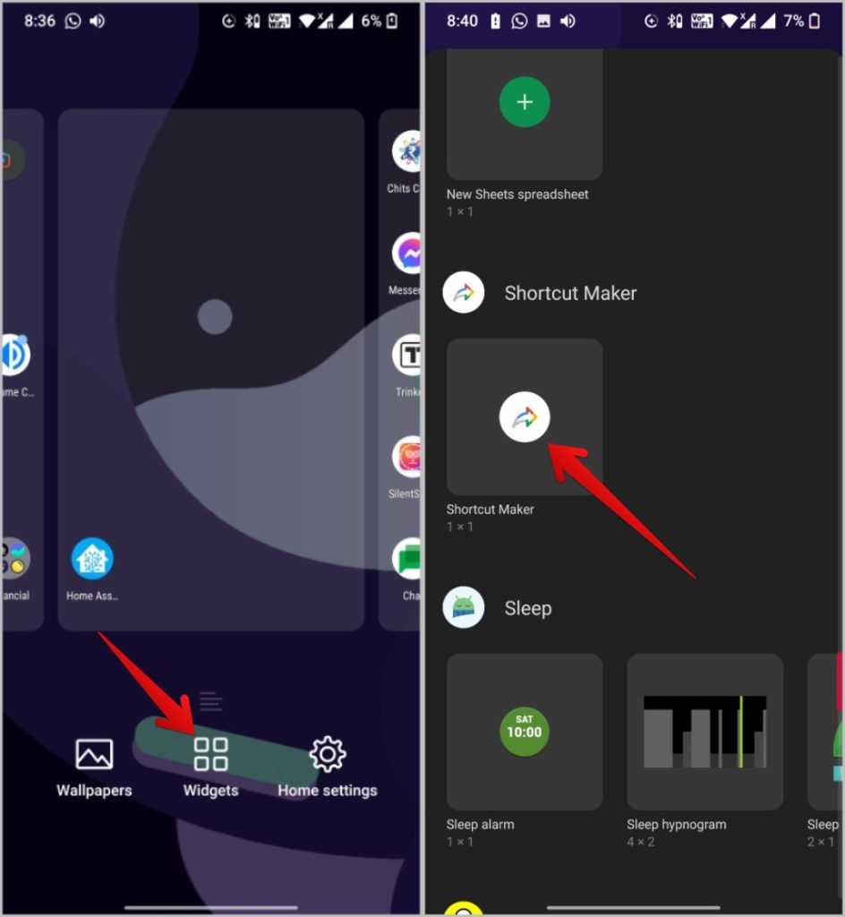 widget de creador de atajos