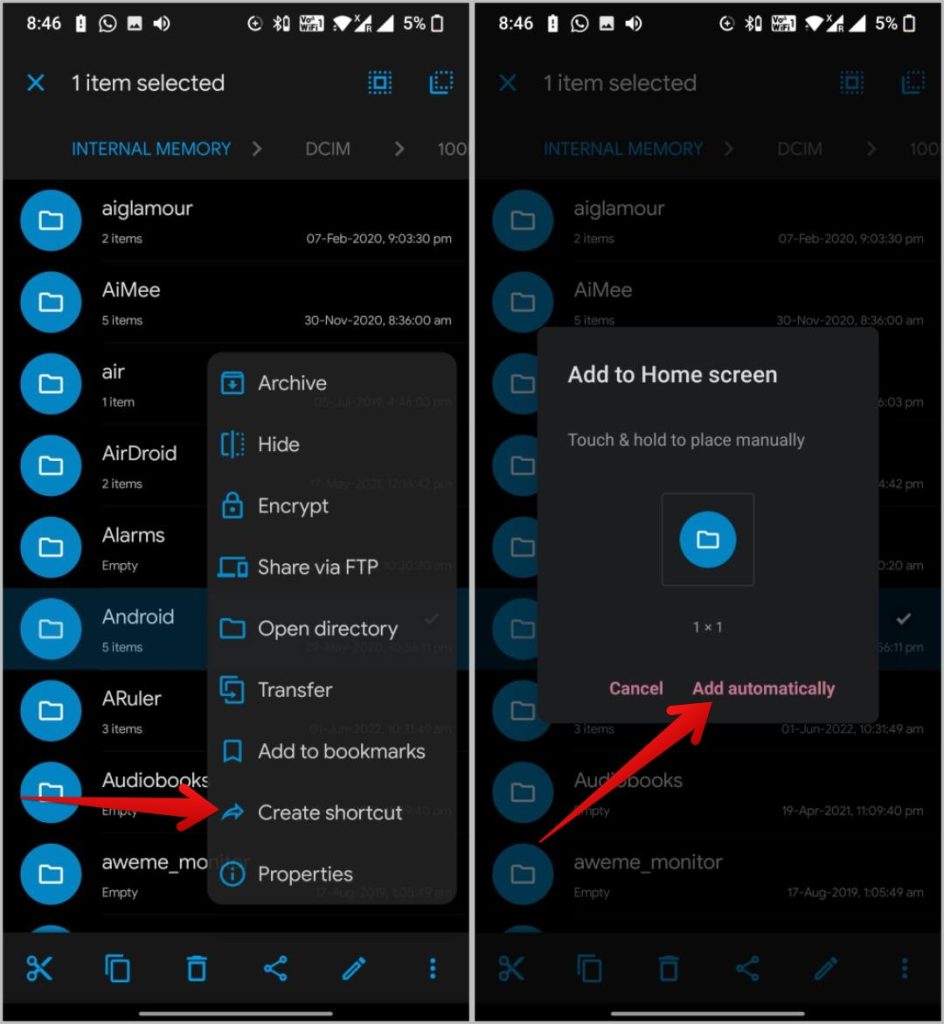 Agregar carpeta a la pantalla de inicio con Solid Explorer