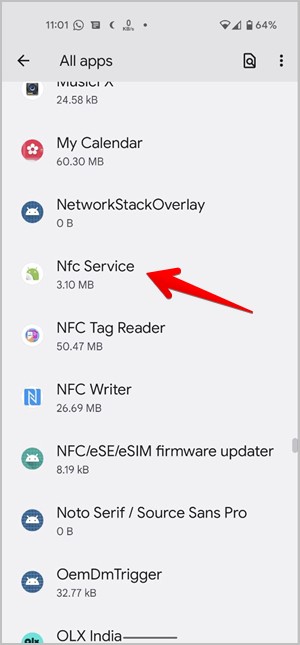 Sistema de aplicaciones de configuración de Android Servicio NFC
