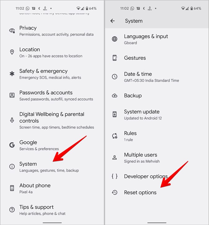 Restablecimiento de configuración de Android