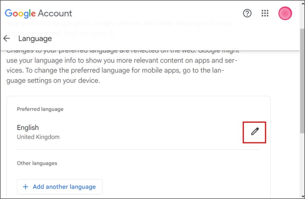 Cambiar el lenguaje de la cuenta de Google