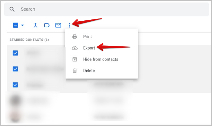 Exportar solo contactos seleccionados en los contactos de Google