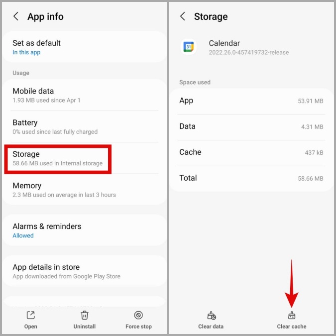 Borrar el caché del calendario de Google en Android
