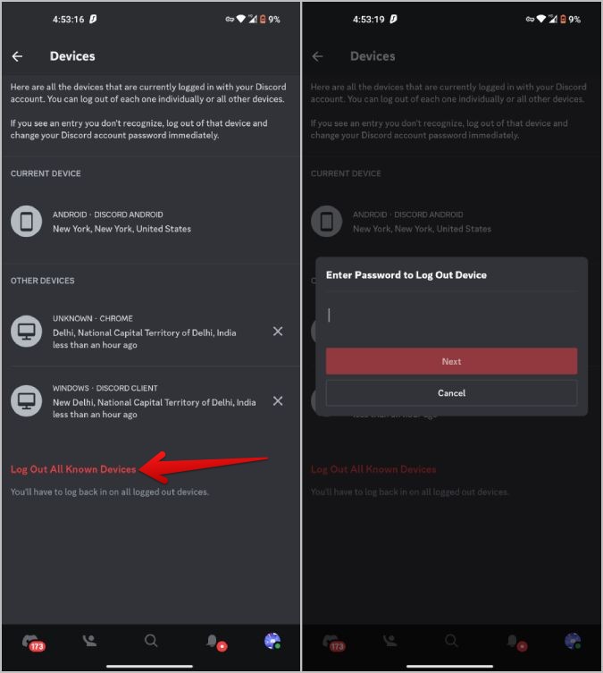 Iniciar sesión en todos los dispositivos en Discord