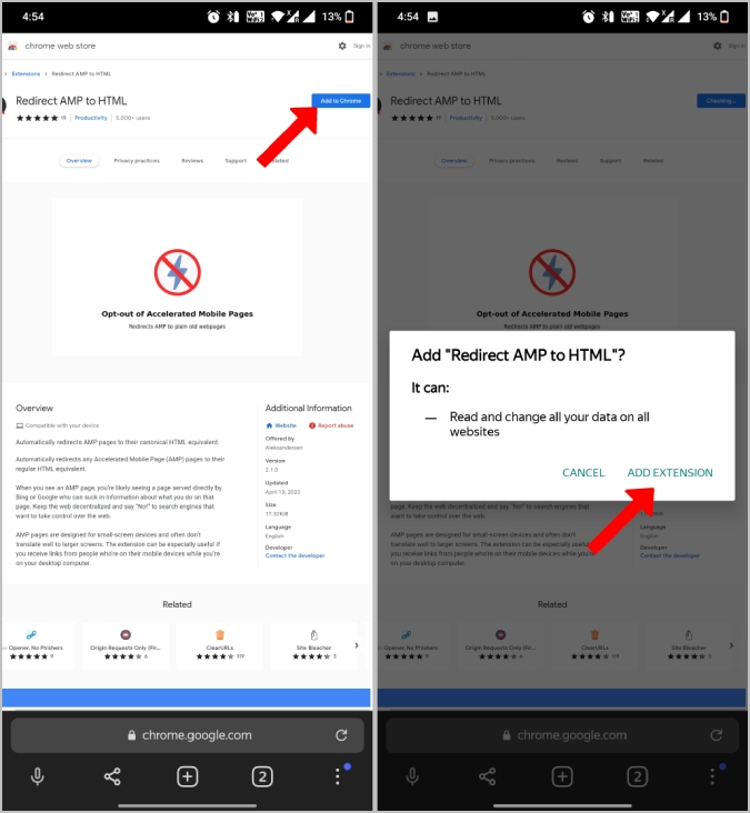 Instalación del amplificador de redirección a HTML Android