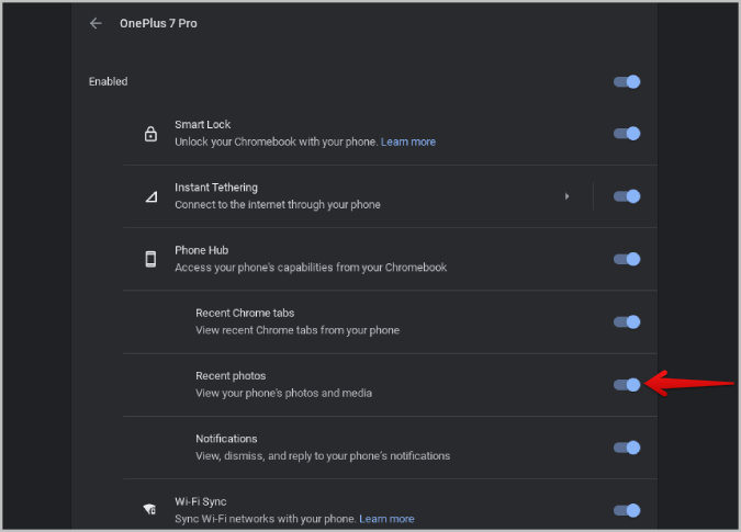Habilitando fotos recientes en Chromeos