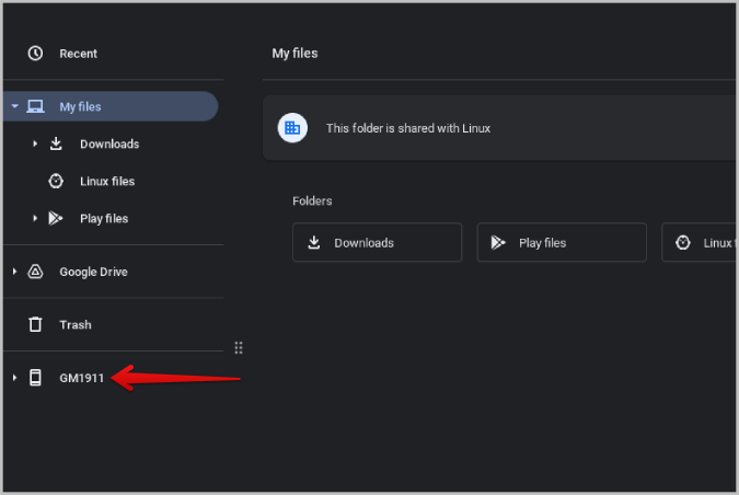 Archivos del teléfono Android en Chromebook
