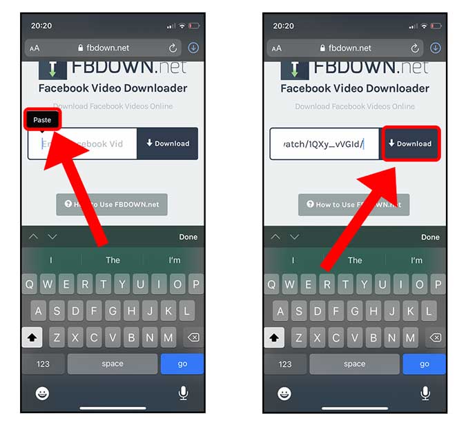 Pegar el enlace de Facebook