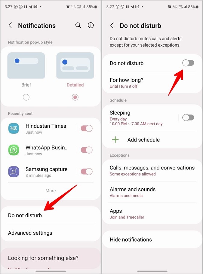 El teléfono Samsung Galaxy no molesta el modo