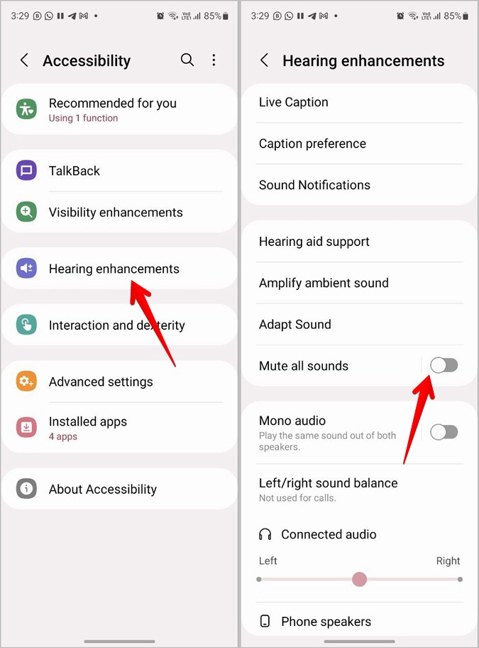Samsung Galaxy Phone Accessition Mute Todos los sonidos
