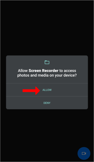 Otorgando permiso al almacenamiento para una grabadora de pantalla de terceros