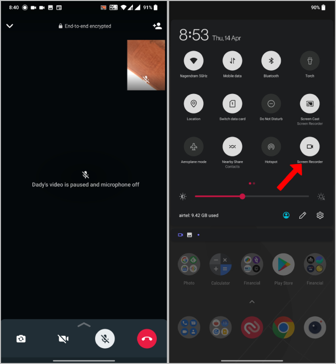 Detener la grabación de la pantalla en Android