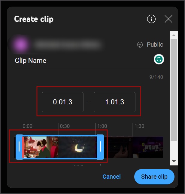 Comparta el video de YouTube recortado en una PC