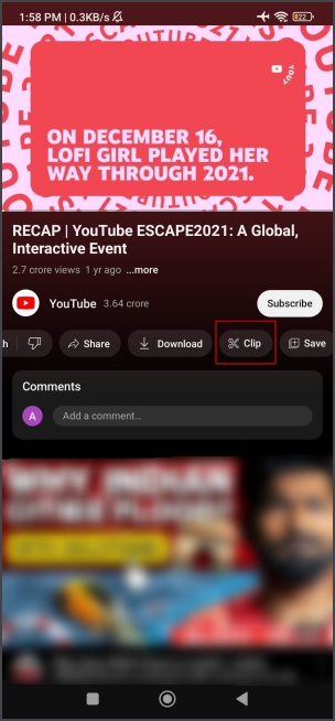 Clip un video de YouTube en un móvil