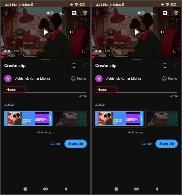 Clip un video de YouTube en un móvil