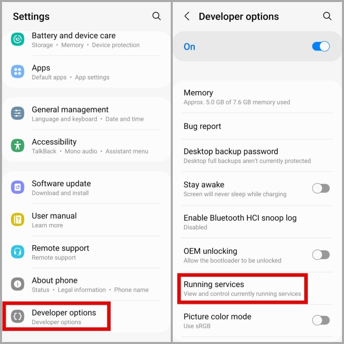 Ejecución de servicios en el teléfono Android