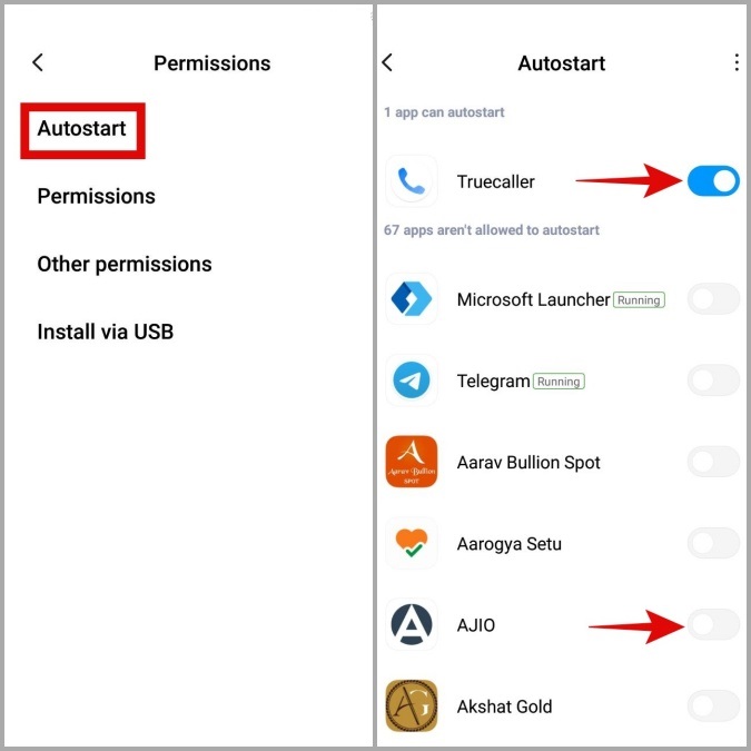 Deshabilitar aplicaciones de inicio en MIUI