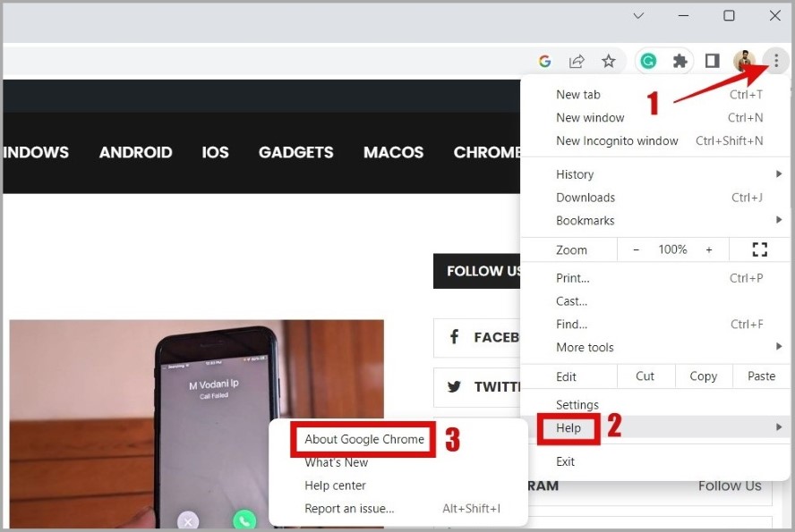 Verifique las actualizaciones en Google Chrome