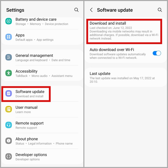 Verifique las actualizaciones de software en el teléfono Samsung
