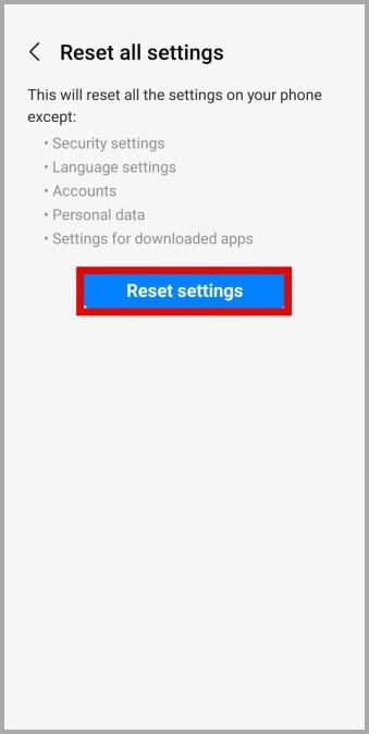 Restablecer todas las configuraciones en el teléfono Samsung