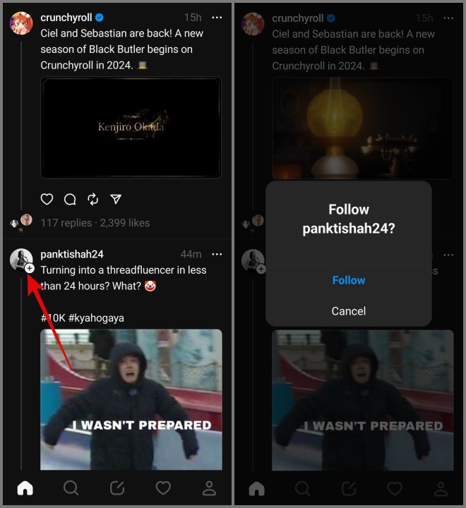 Foto de perfil con hilos de inicio de sesión más