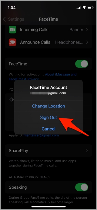 Iniciar sesión y entrar a FaceTime en iPhone