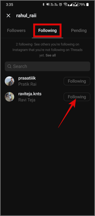 Deja de seguir a tus amigos de Instagram en hilos